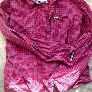 Women’s red plaid button up